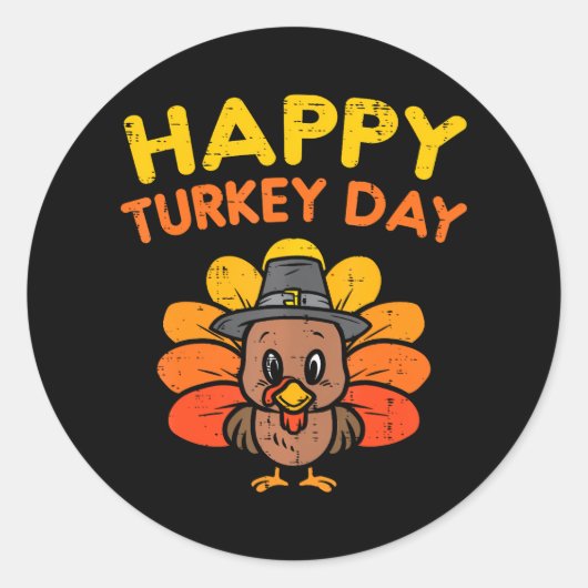Happy Turkey Day Niedlicher Erntedank Pilgrim Boys Runder Aufkleber (Vorderseite)