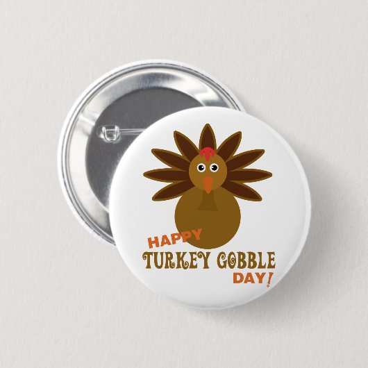 Happy Turkey Gobble Day Erntedank Button (Vorne & Hinten)