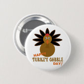 Happy Turkey Gobble Day Erntedank Button (Vorne & Hinten)