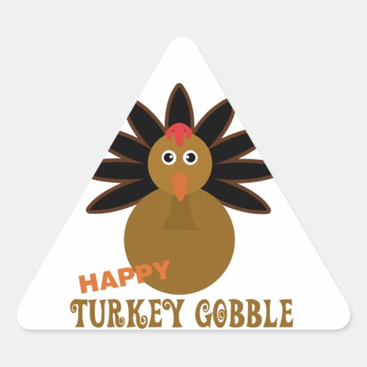 Happy Turkey Gobble Day Erntedank Dreieckiger Aufkleber (Vorderseite)