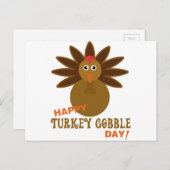 Happy Turkey Gobble Day Erntedank Feiertagspostkarte (Vorne/Hinten)