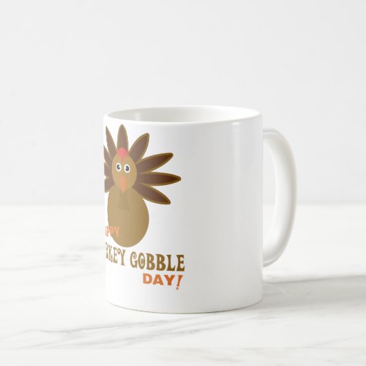 Happy Turkey Gobble Day Erntedank Kaffeetasse (VorderseiteRechts)