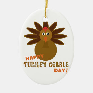 Happy Turkey Gobble Day Erntedank Keramik Ornament