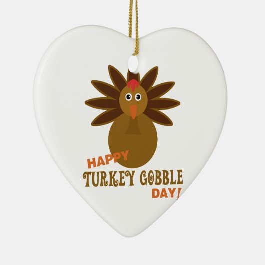 Happy Turkey Gobble Day Erntedank Keramik Ornament (Rechts)