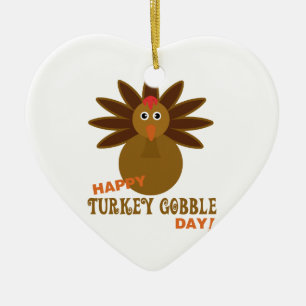 Happy Turkey Gobble Day Erntedank Keramik Ornament