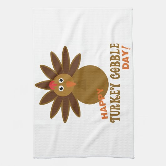 Happy Turkey Gobble Day Erntedank Küchentuch (Vertikal)