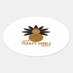 Happy Turkey Gobble Day Erntedank Ovaler Aufkleber
