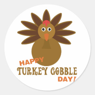 Happy Turkey Gobble Day Erntedank Runder Aufkleber