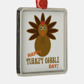 Happy Turkey Gobble Day Erntedank Silbernes Ornament (Rechts)