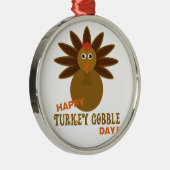 Happy Turkey Gobble Day Erntedank Silbernes Ornament (Rechts)