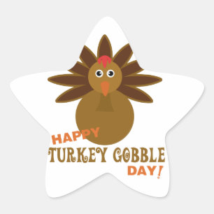 Happy Turkey Gobble Day Erntedank Stern-Aufkleber