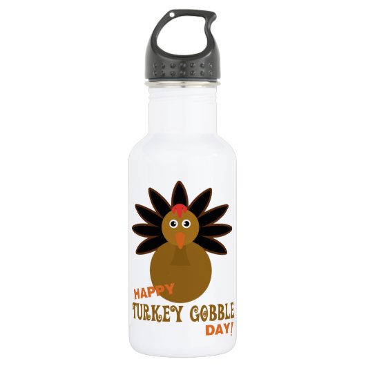 Happy Turkey Gobble Day Erntedank Trinkflasche (Vorderseite)