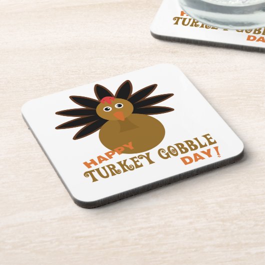 Happy Turkey Gobble Day Erntedank Untersetzer (Linke Seite)