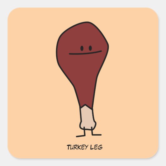 Happy Turkey Leg Drumstick Protein Vogel Quadratischer Aufkleber (Vorderseite)