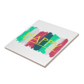 Happy Turquoise Pink Stripes Funky Fliese (Seite)