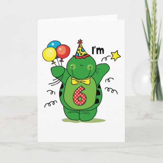 Happy Turtle 6. Geburtstag Karte (Vorderseite)