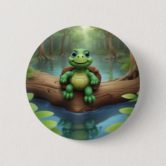 Happy Turtle Birthday Button (Vorderseite)