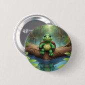 Happy Turtle Birthday Button (Vorne & Hinten)