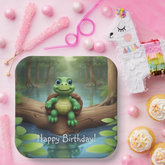 Happy Turtle Birthday Pappteller (Party)