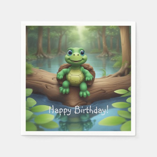 Happy Turtle Birthday Serviette (Vorderseite)