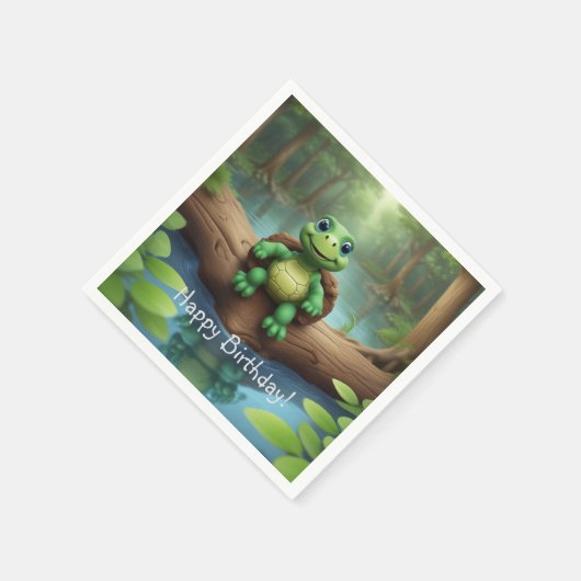 Happy Turtle Birthday Serviette (Ecke)