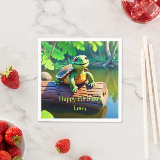 Happy Turtle Birthday Serviette (Beispiel)