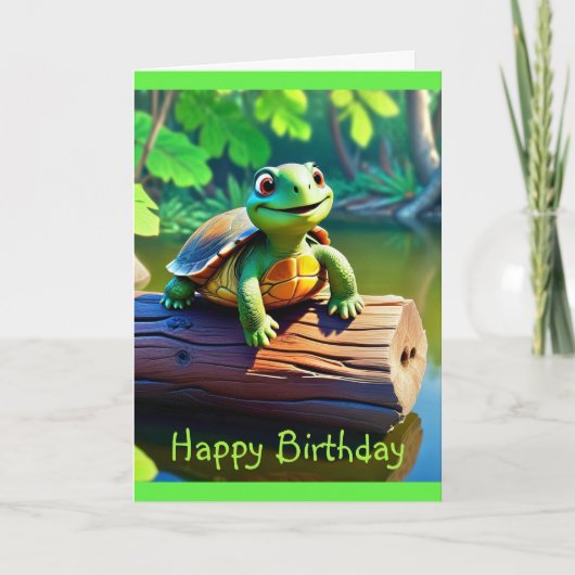 Happy Turtle Medium Geburtstagkarte Karte (Vorderseite)