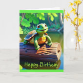 Happy Turtle Medium Geburtstagkarte Karte (Gelbe Blume)