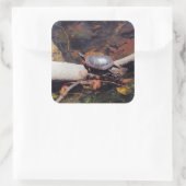 Happy Turtle Quadratischer Aufkleber (Tasche)