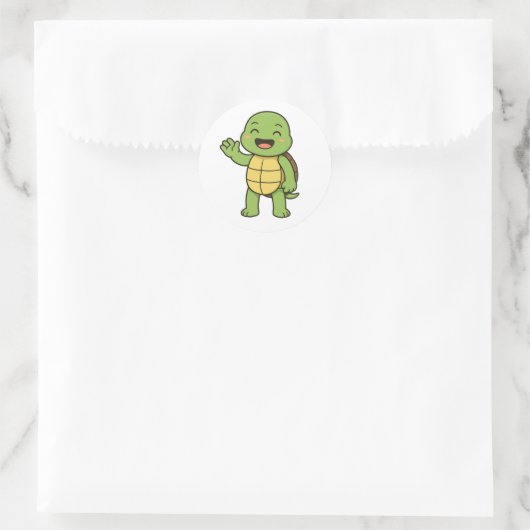 Happy turtle runder aufkleber (Tasche)
