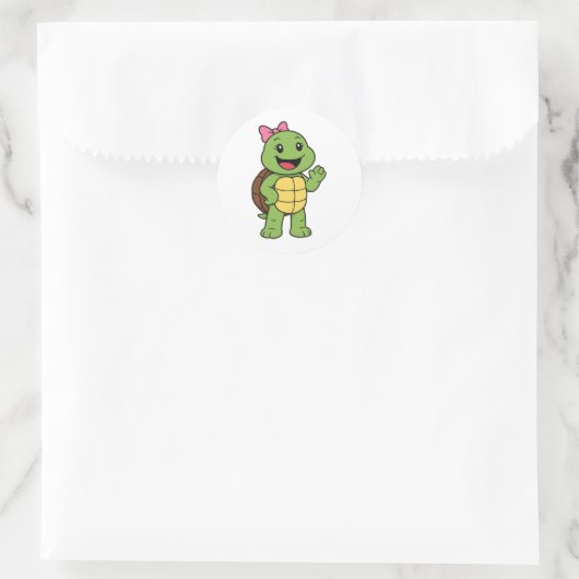 Happy turtle runder aufkleber (Tasche)