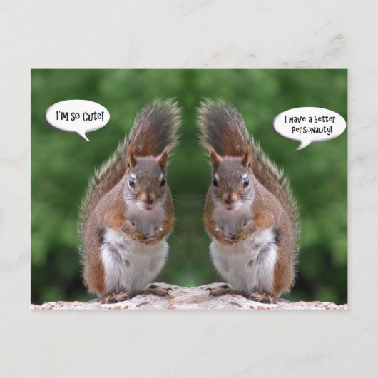 Happy Twins Day, Red Squirrel Spaß, Niedlich und P Postkarte (Vorderseite)