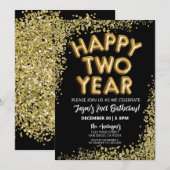 Happy Two Year NYE 2. New Years Birthday Einladung (Vorne/Hinten)