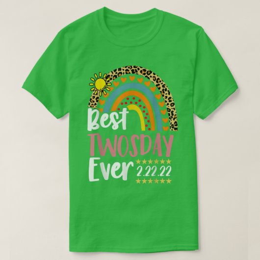 Happy Twosday 2022 Pink Leopard Best Twos Day Ever T-Shirt (Design vorne)