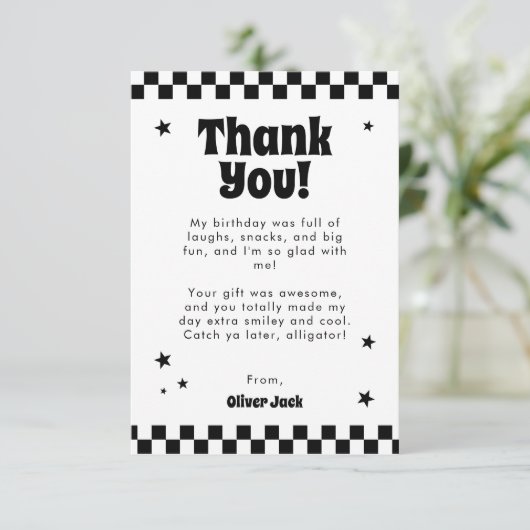 Happy Typ Dankeskarte (Stehend Vorderseite)