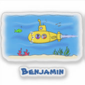 Happy U-Boot-Cartoon Aufkleber (Vorderseite)