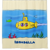 Happy U-Boot-Cartoon Duschvorhang (Vorderseite)