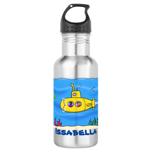 Happy U-Boot-Cartoon Edelstahlflasche (Vorderseite)