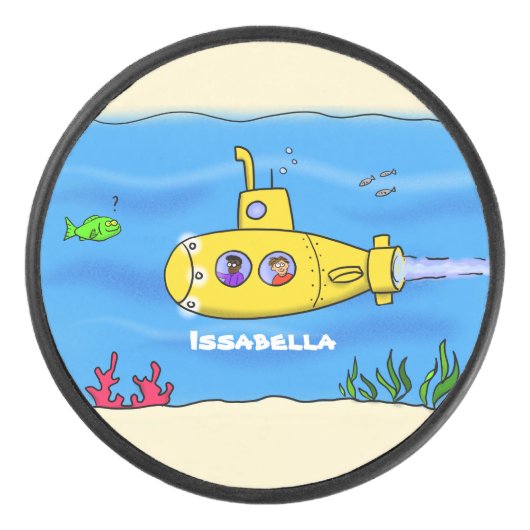 Happy U-Boot-Cartoon Eishockey Puck (Vorderseite)