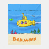 Happy U-Boot-Cartoon Fleecedecke (Vorderseite)