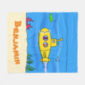 Happy U-Boot-Cartoon Fleecedecke (Vorderseite (Horizontal))