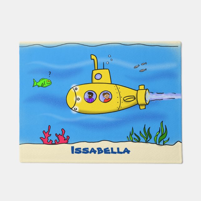 Happy U-Boot-Cartoon Fußmatte (Vorderseite)