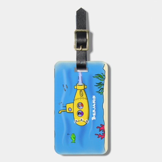 Happy U-Boot-Cartoon Gepäckanhänger (Vorderseite vertikal)