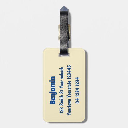 Happy U-Boot-Cartoon Gepäckanhänger (Rückseite vertikal)