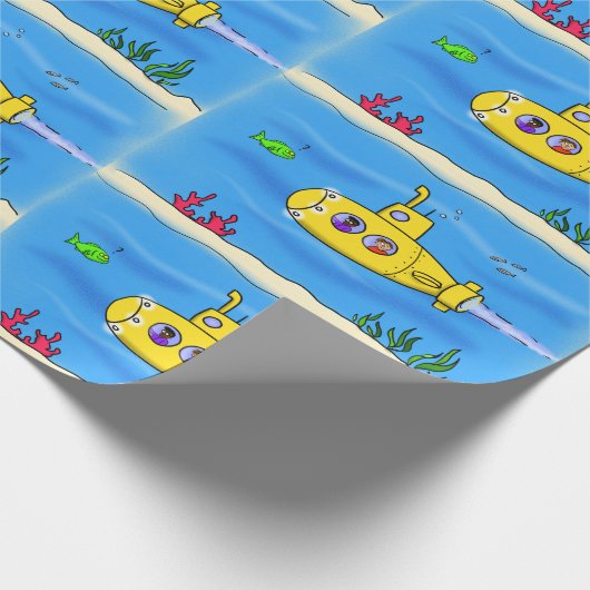 Happy U-Boot-Cartoon Geschenkpapier (Ecke)