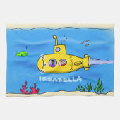 Happy U-Boot-Cartoon Geschirrtuch (Horizontal)