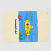 Happy U-Boot-Cartoon Golfhandtuch (Horizontal)