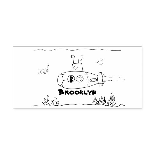 Happy U-Boot-Cartoon Gummistempel (Prägung)