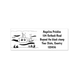 Happy U-Boot-Cartoon Gummistempel