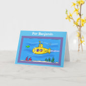 Happy U-Boot-Cartoon Karte (Gelbe Blume)